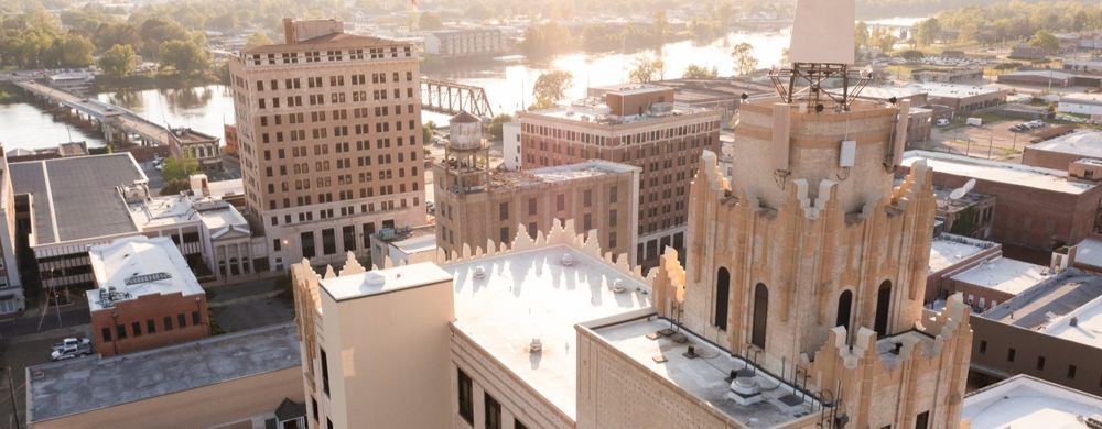 an aerial view of monroe louisiana