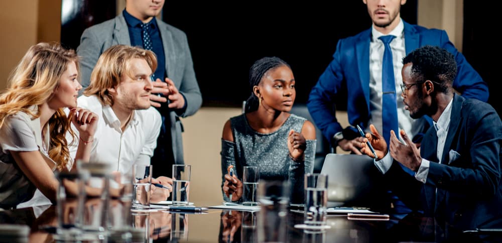 business team members in a meeting