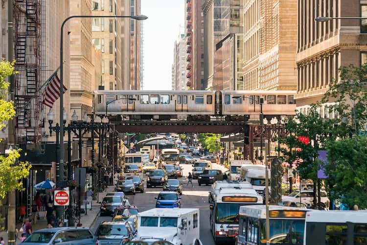 Traffic in downtown Chicago