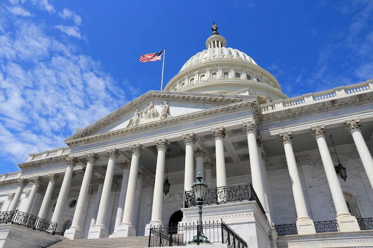 The exterior facade of the US Capitol in Washington DC
