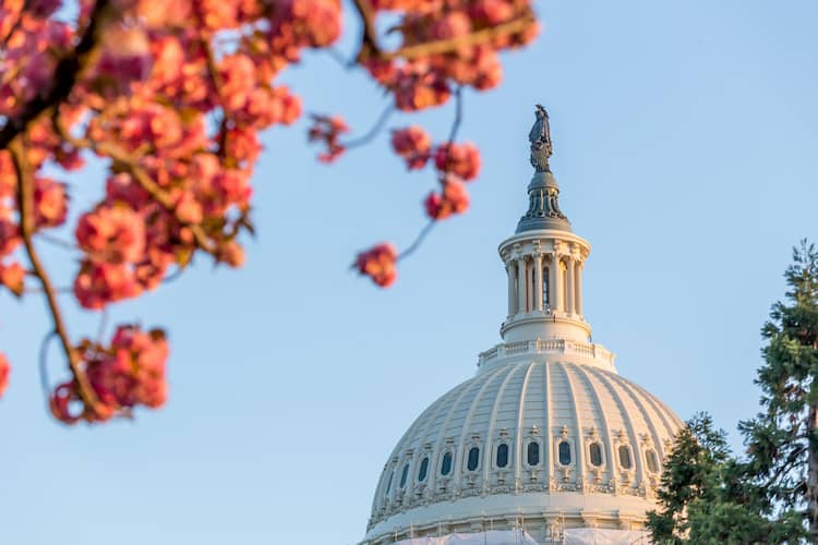 The exterior rotunda of the US Capitol in Washington DC