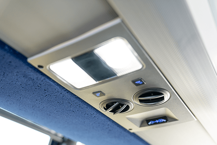 climate controls of a charter bus