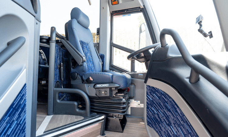 Interior of a charter bus entryway