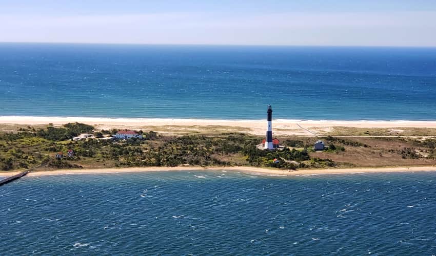 An aerial view of Jones Beach State Park