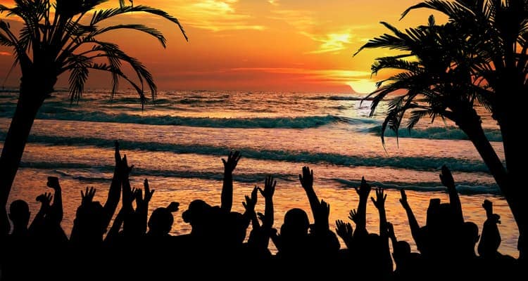 panama city beach florida beachfront party at sunset